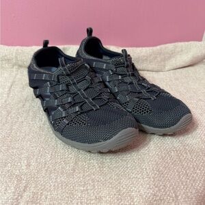 Skechers Reggae Fest Blue and Gray Slip-On Sneakers Size 10 Women's